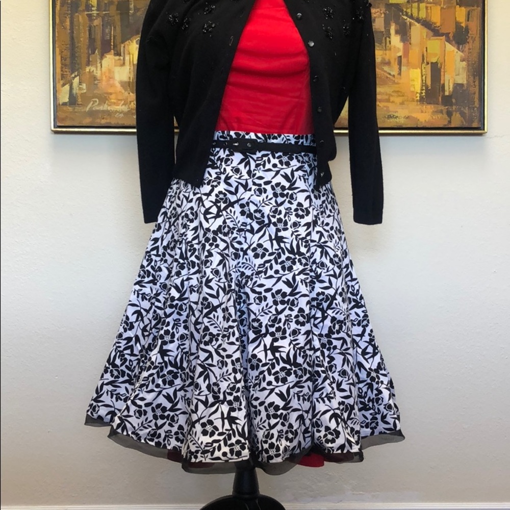 Black and White floral skirt.